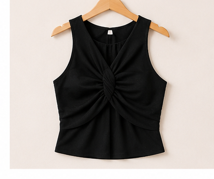 Black Sleeveless Ruched Top for Women | Silqora Couture