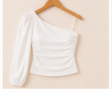 White One Shoulder Ruched Party Top for Women | Silqora Couture