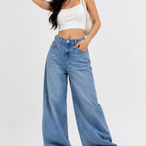 Women’s Light Blue High-Waisted Baggy Jeans