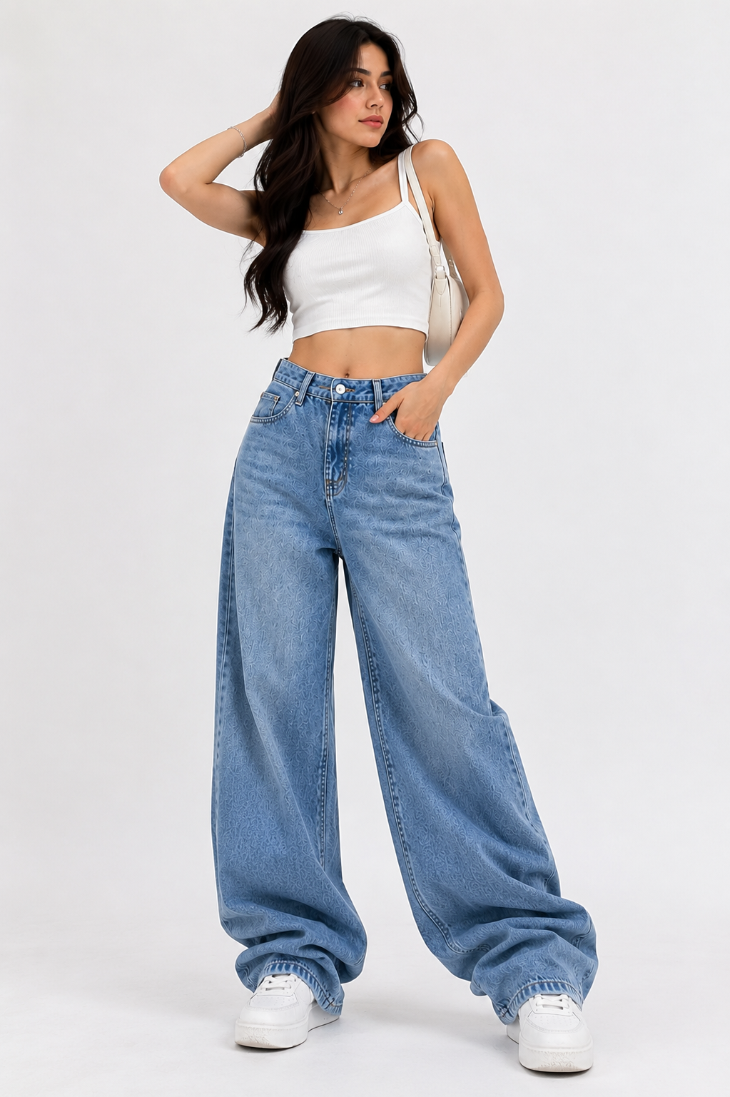Women’s Light Blue High-Waisted Baggy Jeans